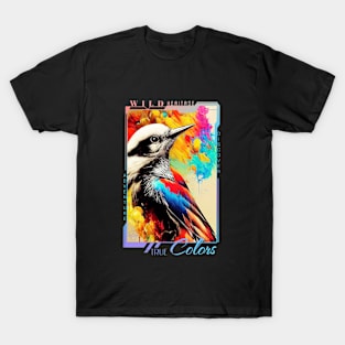 Woodpecker Bird Animal Discovery Adventure Nature Planet Earth Paint T-Shirt